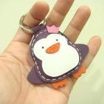 Perry The Penguin Leather Charm / Keychain (..