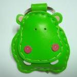 Hugo The Hippo Leather Keychain ( Lime Green )