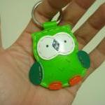 Fanny The Owl Leather Keychain ( Green )