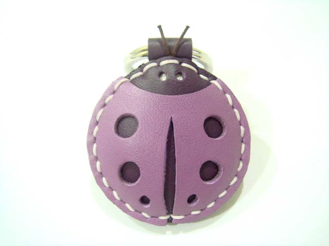 Penny The Ladybug Leather Keychain / Charm ( Purple )