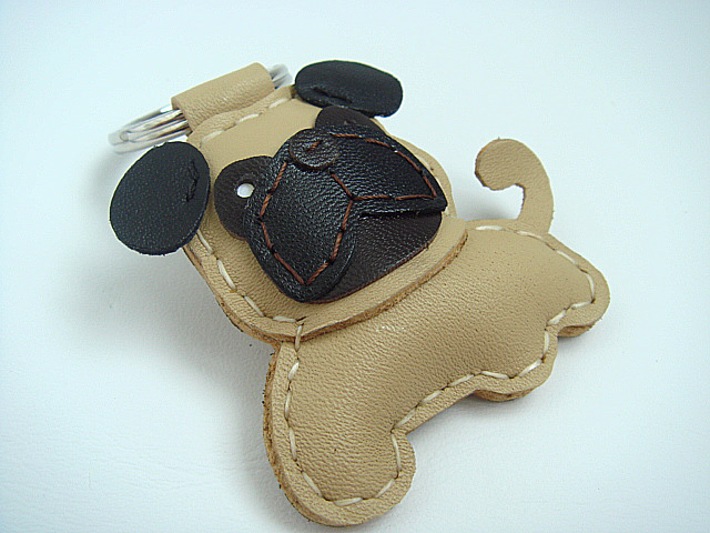 Bobby The Pug Leather Keychain ( Light Brown ) on Luulla