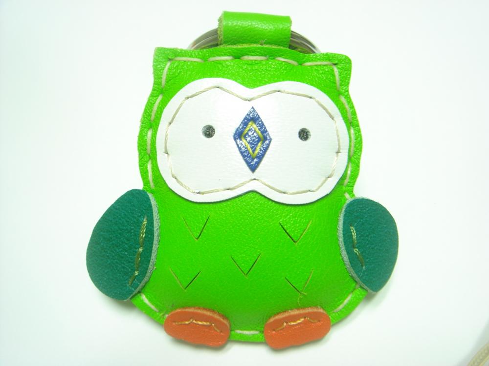 Fanny The Owl Leather Keychain ( Green )